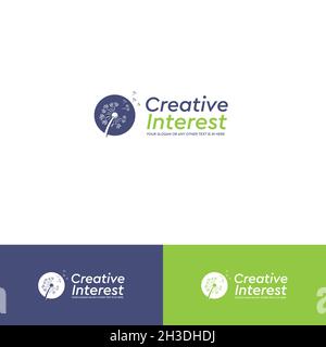 Design de modèle de logo représentant un motif d'icône de fleur en forme de pissenlit Illustration de Vecteur