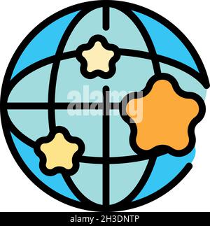 Icône sociologie mondiale.Contour global sociologie vecteur icône couleur plat isolé Illustration de Vecteur