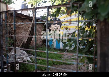 Villa Fiorito, Argentine.04e octobre 2021.Vue sur la maison de Diego Maradona à Villa Fiorito.Diego la maison de Maradona à Villa Fiorito a été déclarée site historique national.Il a été décrété par le Gouvernement argentin, là l'ex-footballeur et entraîneur a passé les premières années de sa vie ici.(Photo de Manuel Cortina/SOPA Images/Sipa USA) crédit: SIPA USA/Alay Live News Banque D'Images