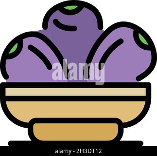 Icône de bol à fruits.Contour bol à fruits vecteur icône couleur plat isolé Illustration de Vecteur