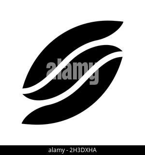 Logo ovale en forme de grain de café composé de trois élégantes rayures en forme de feuille Illustration de Vecteur