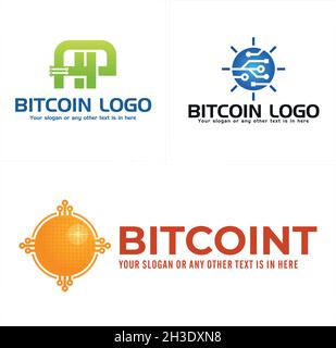 Technologie moderne de données Bitcoin financier icône technologie connectée logo design Illustration de Vecteur