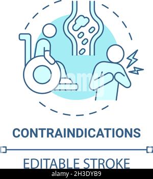 Contre-indications icône de concept bleue Illustration de Vecteur