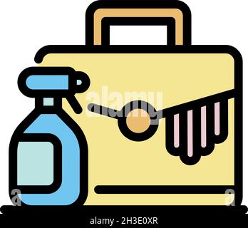 Icône de spray nettoyant pour cuir.Outline cuir nettoyage spray vecteur icône couleur plat isolé Illustration de Vecteur