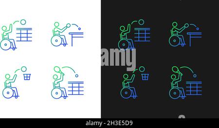 Icônes de gradient sportif pour fauteuil roulant adaptatif définies pour les modes sombre et clair Illustration de Vecteur