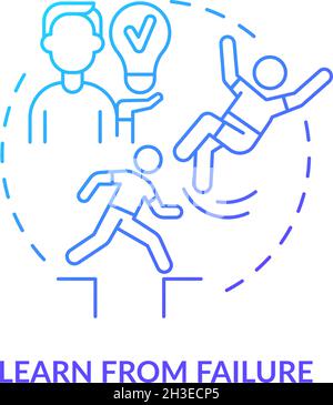 Apprendre de l'icône de concept de gradient bleu de défaillance Illustration de Vecteur