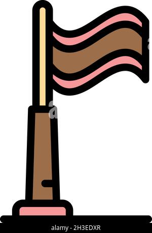 Icône indicateur de base du chien de garde.Outline Dog Handler base drapeau vecteur icône couleur plat isolé Illustration de Vecteur