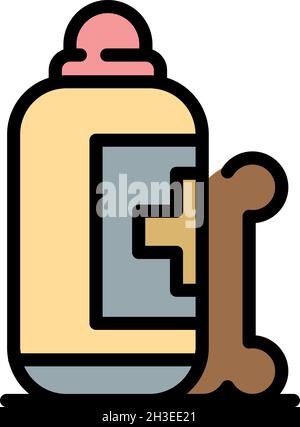 Icône de bouteille de shampooing pour chien médical.Contour médical chien shampooing bouteille vecteur icône couleur plat isolé Illustration de Vecteur
