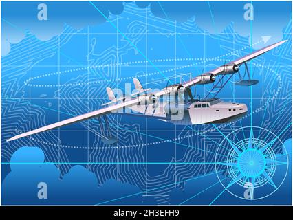 hydravion rétro.Format vectoriel EPS-10 disponible, séparé par des groupes et des calques, pour un montage facile Illustration de Vecteur