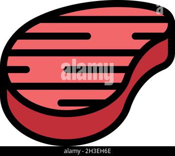 Icône steak cuit.Contour steak cuit vecteur couleur icône plat isolé Illustration de Vecteur