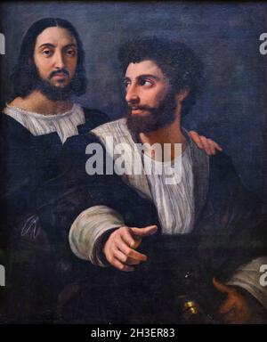 France, Paris, Musée du Louvre, Auto-portrait avec un ami, Raphaël Banque D'Images