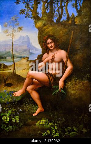 France, Paris, Musée du Louvre, Saint Jean-Baptiste, Francesco Melzi, atelier Leonardo da Vinci Banque D'Images