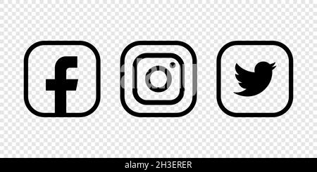 Icônes du logo des médias sociaux isolées sur fond transparent.Image éditoriale.Vinnitsia, Ukraine.Fabrication 08, 2021. Illustration de Vecteur