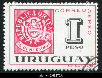 URUGUAY - VERS 1965: Timbre imprimé par l'Uruguay, indique la dénomination de l'émission 1864, vers 1965 Banque D'Images