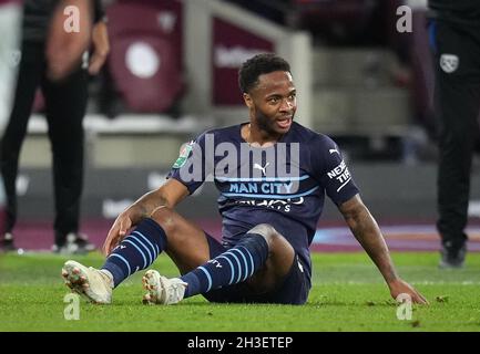 Londres, Royaume-Uni.27 octobre 2021.Raheem Sterling de Man City lors du match de la Carabao Cup entre West Ham United et Manchester City au parc olympique de Londres, Angleterre, le 27 octobre 2021.Photo d'Andy Rowland.Crédit : Prime Media Images/Alamy Live News Banque D'Images