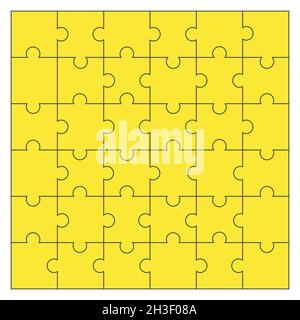 Puzzle modèle vierge et motifs colorés 36 pièces 6 x 6 Illustration de Vecteur