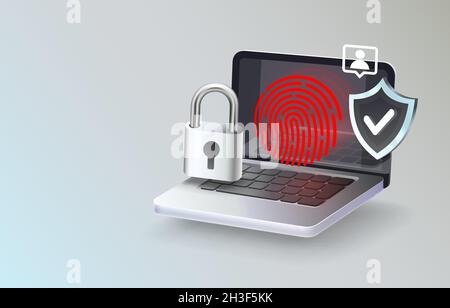 Protection contre les icônes d'ordinateur portable, cadenas professionnel, clé de mot de passe d'ordinateur.Illustration vectorielle Illustration de Vecteur