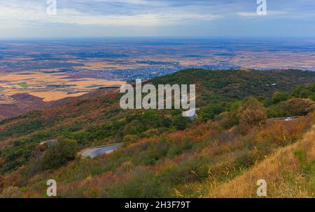 La montagne en serpentin passe à travers la forêt Banque D'Images