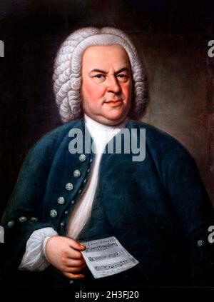 Johann Sebastian Bach. Portrait du compositeur allemand baroque, J S Bach (1685-1750) par Elias Gottlob Haußmann, 1748 Banque D'Images