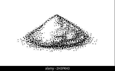 Une poignée de sel de mer.Piles de graines.Épices dans un emballage naturel.Aromatisant ou salin.Bannière rétro d'arrière-plan.Ancienne esquisse gravée à la main. Illustration de Vecteur