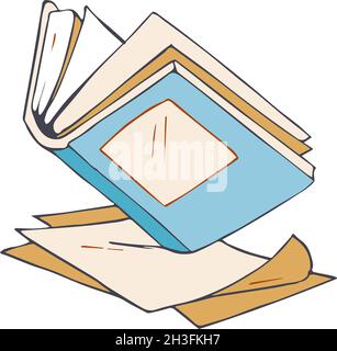 Livre ouvert.Agenda d'esquisse, pages papier vides.Icône de bloc-notes isolé, illustration vectorielle de journal dessinée à la main Illustration de Vecteur