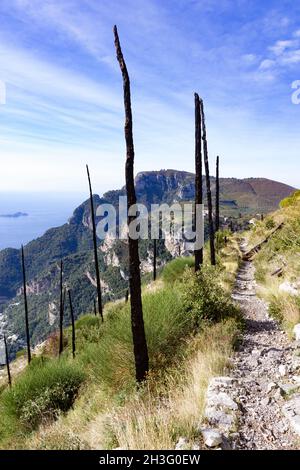 Le chemin des dieux Sentiero degli Dei Amalfi Côte Italie Banque D'Images