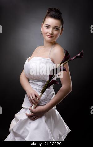 Mariée en robe de mariage Banque D'Images