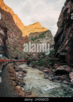 Royal gorge, Cañon City, États-Unis ; chemin de fer Royal route Banque D'Images