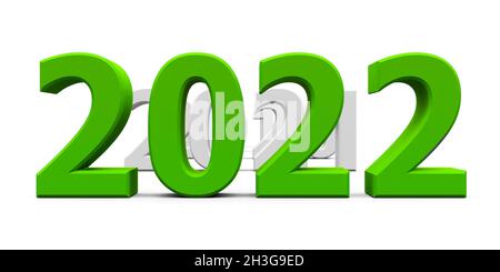 Green 2022 Come représente la nouvelle année 2022, rendu tridimensionnel, illustration 3D Banque D'Images