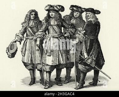 Roi Louis XIV de France et officiers de son personnel, XVIIe siècle Banque D'Images