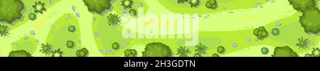 Magnifique paysage vert d'été avec arbres.Vue de dessus.Illustration à plat.Scénarios ci-dessus.Dessin animé.Vecteur Illustration de Vecteur