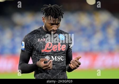 Napels, Italie.28 octobre 2021.NAPELS, ITALIE - OCTOBRE 28: Frank Anguissa de SSC Napoli pendant la série Un match entre SSC Napoli et le FC de Bologne au Stadio Diego Armando Maradona le 28 octobre 2021 à Napels, Italie (photo de Ciro Santangelo/Orange Pictures) crédit: Orange pics BV/Alay Live News Banque D'Images