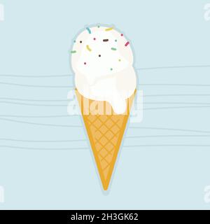 Cône de crème glacée avec des saupoudres colorées - illustration vectorielle Illustration de Vecteur