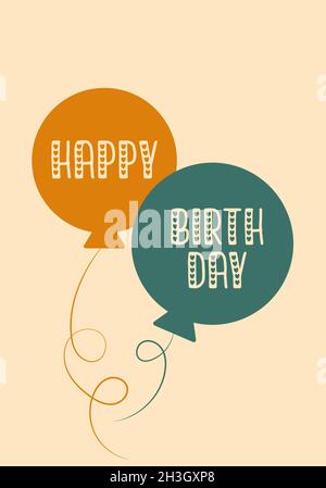 Carte d'anniversaire avec deux balons Banque D'Images