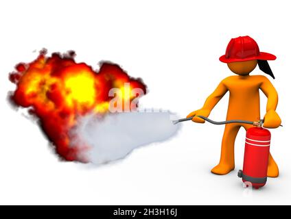 Feu d'extincteur pompier Banque D'Images