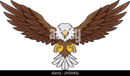 Aigle de dessin animé volant sur fond blanc Illustration de Vecteur