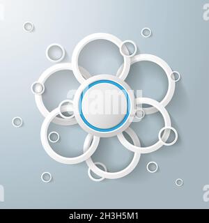 Infographie cercles blancs fleurs Banque D'Images