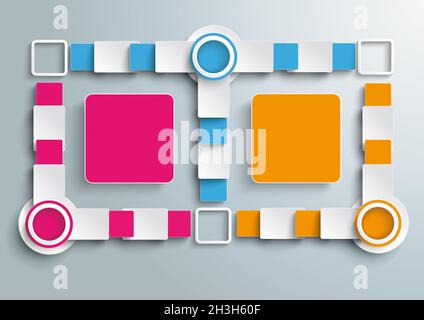 Double grandes bannières colorées rectangles par lot Piad Infographique Banque D'Images