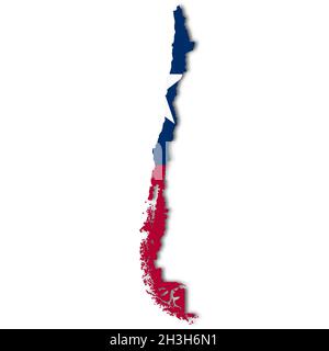 Carte du Chili sur fond blanc illustration 3d avec masque Banque D'Images