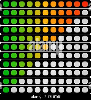 Progression, barres de chargement.Étapes, phases, téléchargement des barres de chargement - illustrations vectorielles, graphiques clip-art Illustration de Vecteur