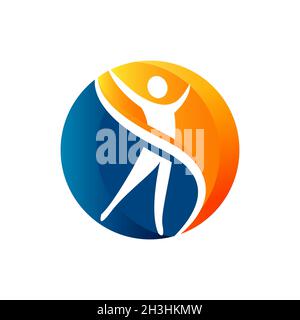 Symbole d'icône de vecteur de personnage humain à l'intérieur d'un rond dans un style abstrait.Symbole d'icône sain.Illustration vectorielle EPS.8 EPS.10 Illustration de Vecteur