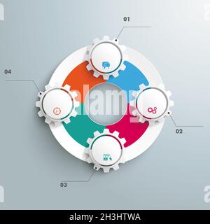 Piad 4 Gears de l'infographie colorée Big Circle Banque D'Images