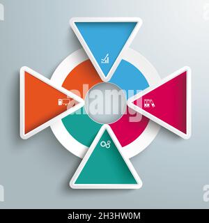 Grand cercle de couleur Infographie 4 triangles Piad Banque D'Images