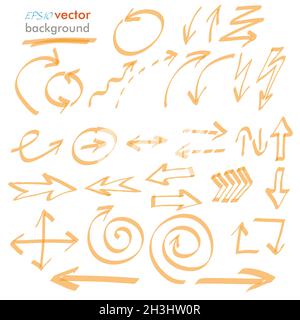 Flèches orange tracées à la main Banque D'Images