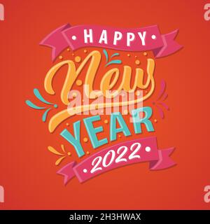 2022 bonne année design bonbons style lettre invitations et bannière ou arrière-plan.Illustration vectorielle EPS.8 EPS.10 Illustration de Vecteur