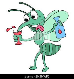 le moustique cute face est sucer le sang pour le recueillir Illustration de Vecteur