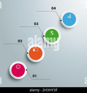 Diagramme de cercles 4 étapes Piad Banque D'Images