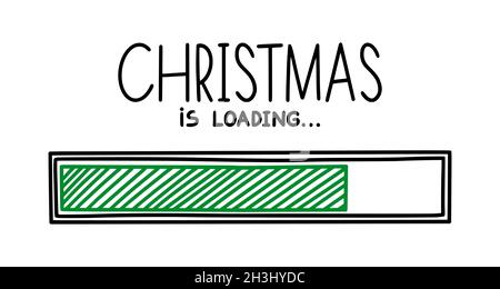 Barre de chargement de Noël 2022. Élément de conception infographique avec état d'achèvement vert. Illustration vectorielle dessinée à la main isolée en blanc Illustration de Vecteur