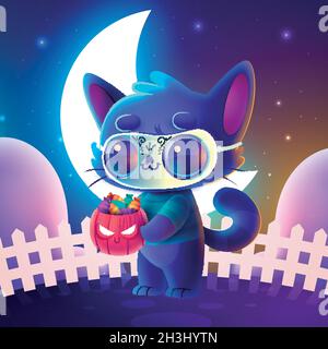illustration réaliste de la conception de chat d'halloween Illustration de Vecteur