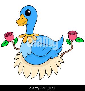 les femelles de la sauvagine incubent sur le nid Illustration de Vecteur